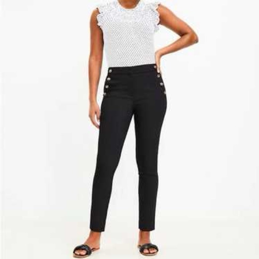 LOFT Sailor Button Skinny Pants in Black